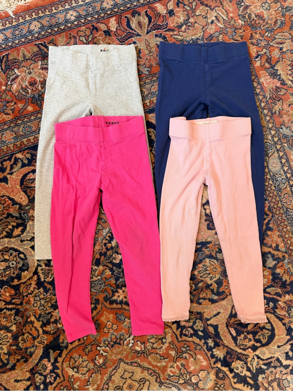 Mini Boden Girls' Leggings Set – Hot Pink, Light Pink, Navy, Gray - size 4-5